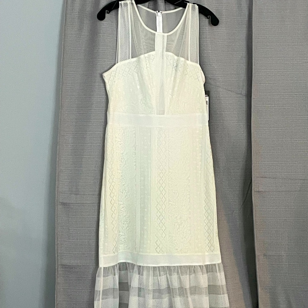 BCBG White lace dress- size L